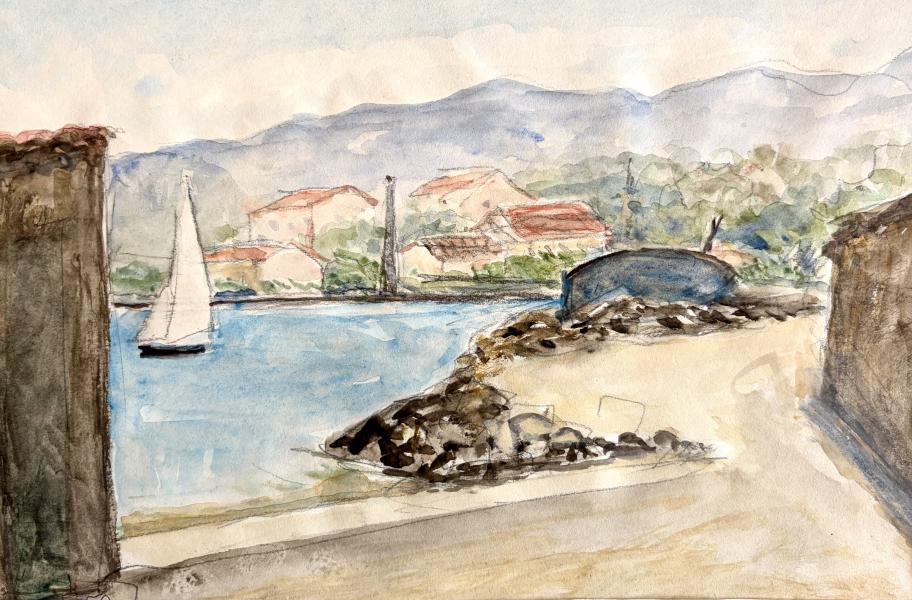 Port au voilier blanc