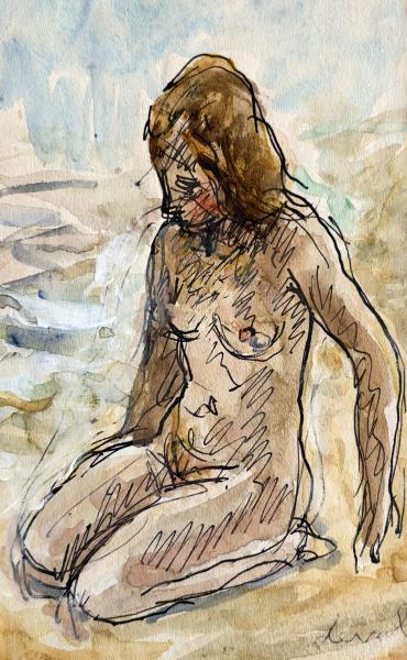 Baigneuse à genoux