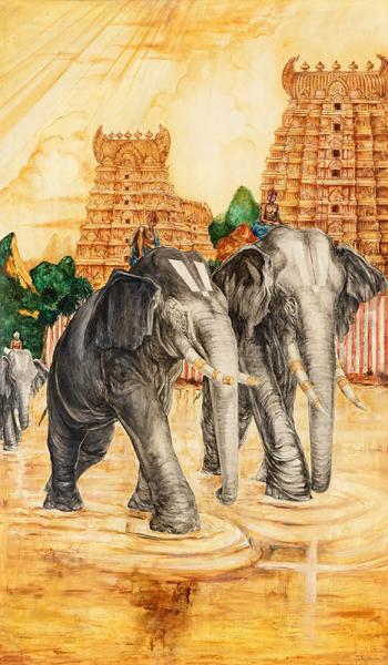 Inde, les éléphants sacrés de Madurai, 1939 André MAIRE