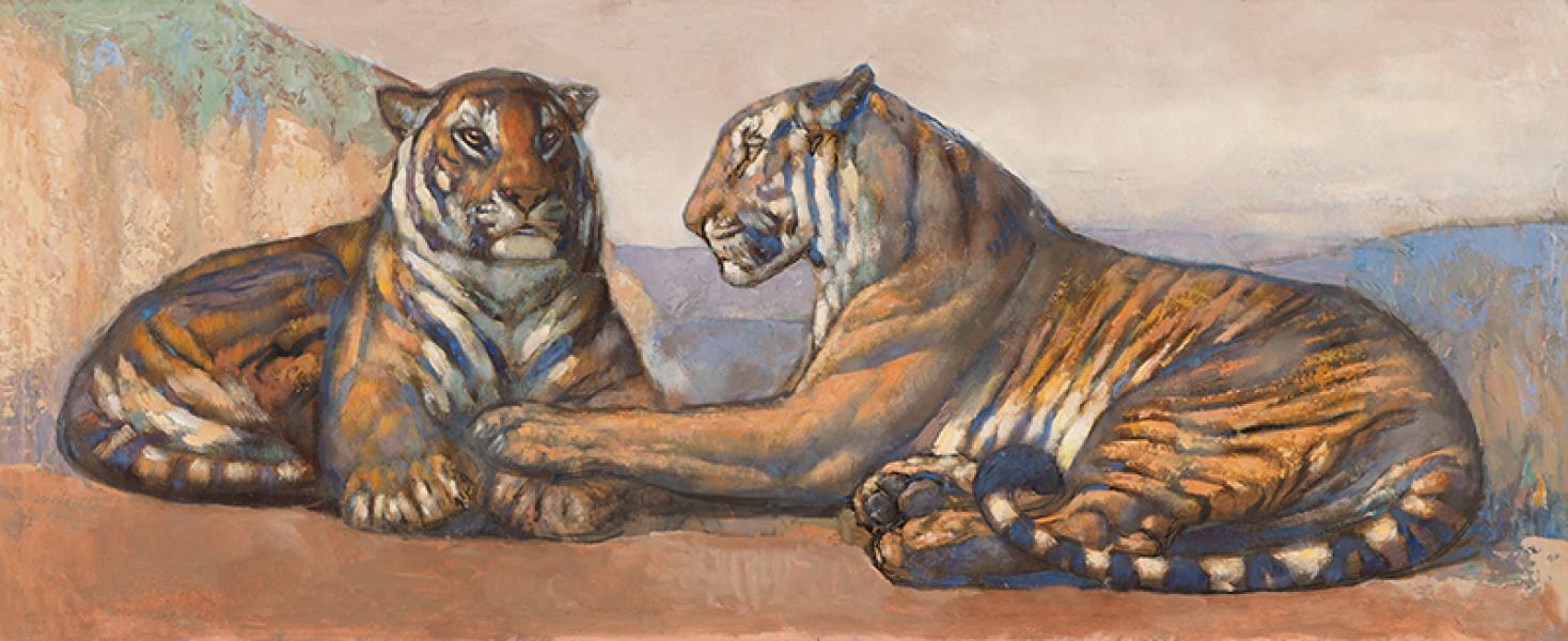 Couple de tigres au repos, c. 1930