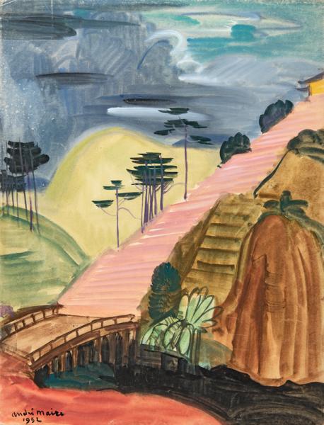 Vietnam, le pont avant la pagode, 1952 André MAIRE