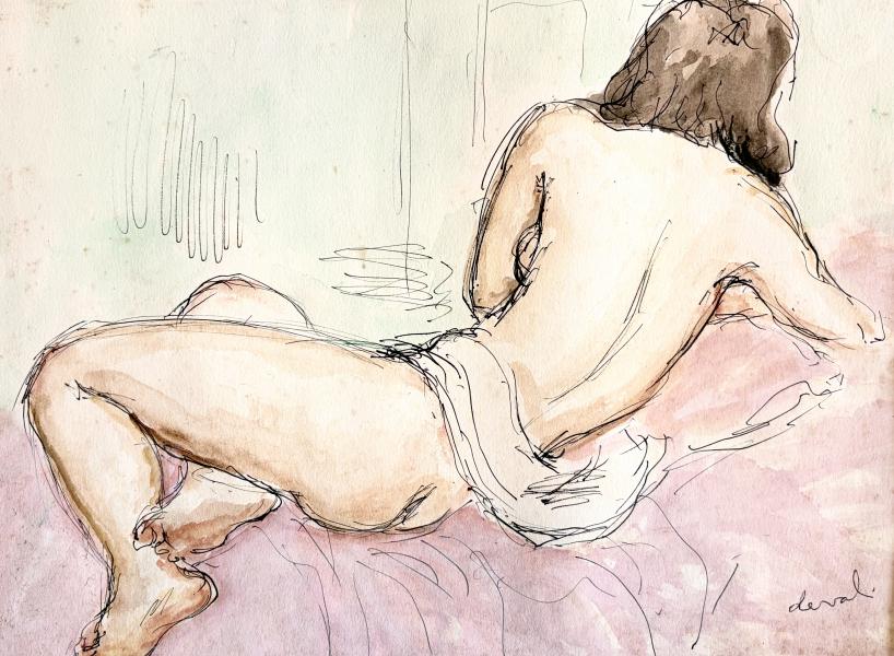 Femme couchée de dos