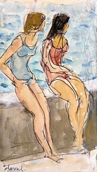 Deux baigneuses sur le parapet