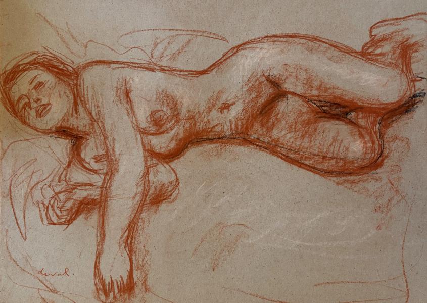 Jeune femme nue, étendue sur le côté