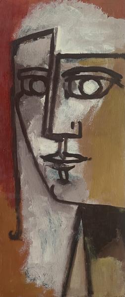 Visage, fond ocre, septembre 2002