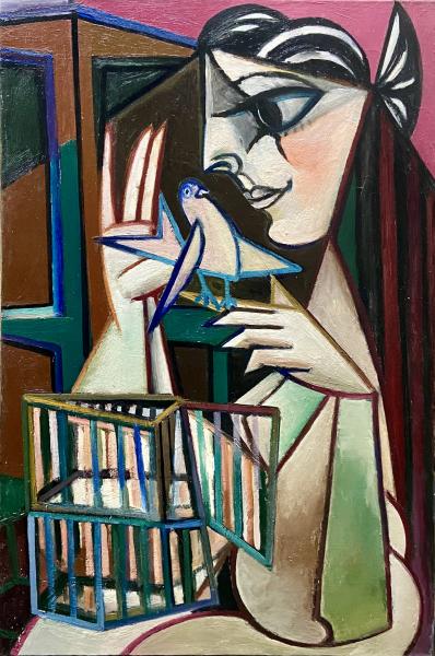 Femme à l'oiseau, février 1986