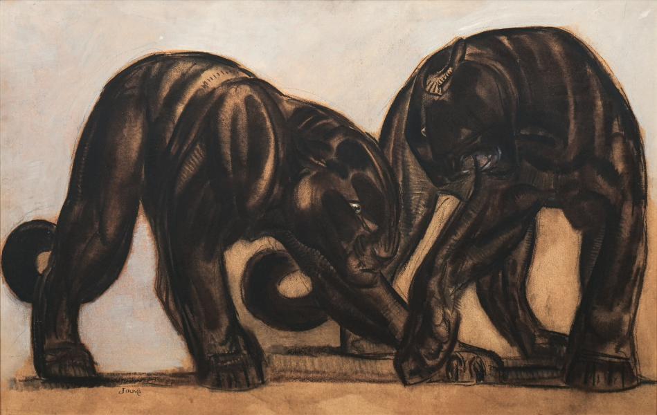 Panthères noires jouant, c.1925 Paul JOUVE